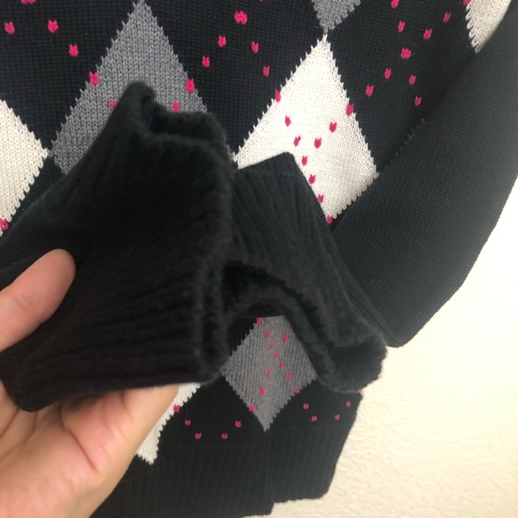 DKNY JEANS Womens XS V-Neck Argyle Preppy Sweater Long Sleeve Pullover NWOT - Picture 10 of 16